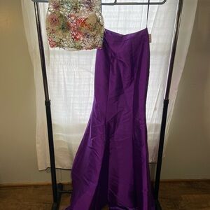 Elegant Purple Floral Prom Dress